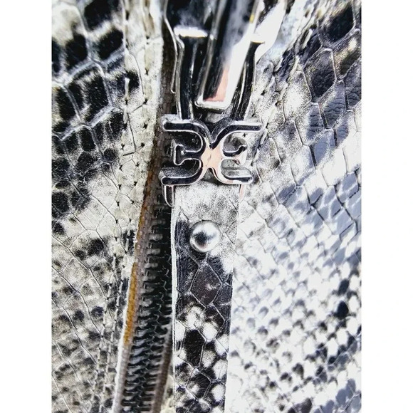 Sam Edelman Size 9.5M Womens Snake Print Leather Side Zip Block Heel Ankle Boots - Picture 11 of 16